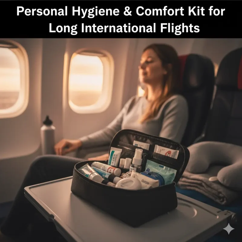Personal Hygiene & Comfort Kit for Long International Flights
